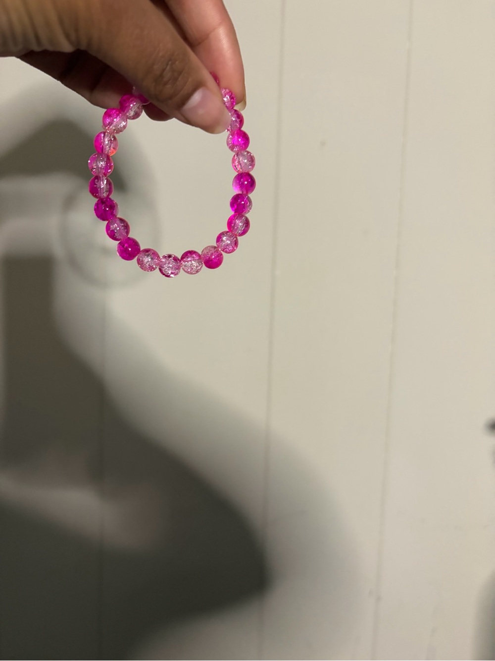 Pink Beaded Stretch Bracelet - Unbranded